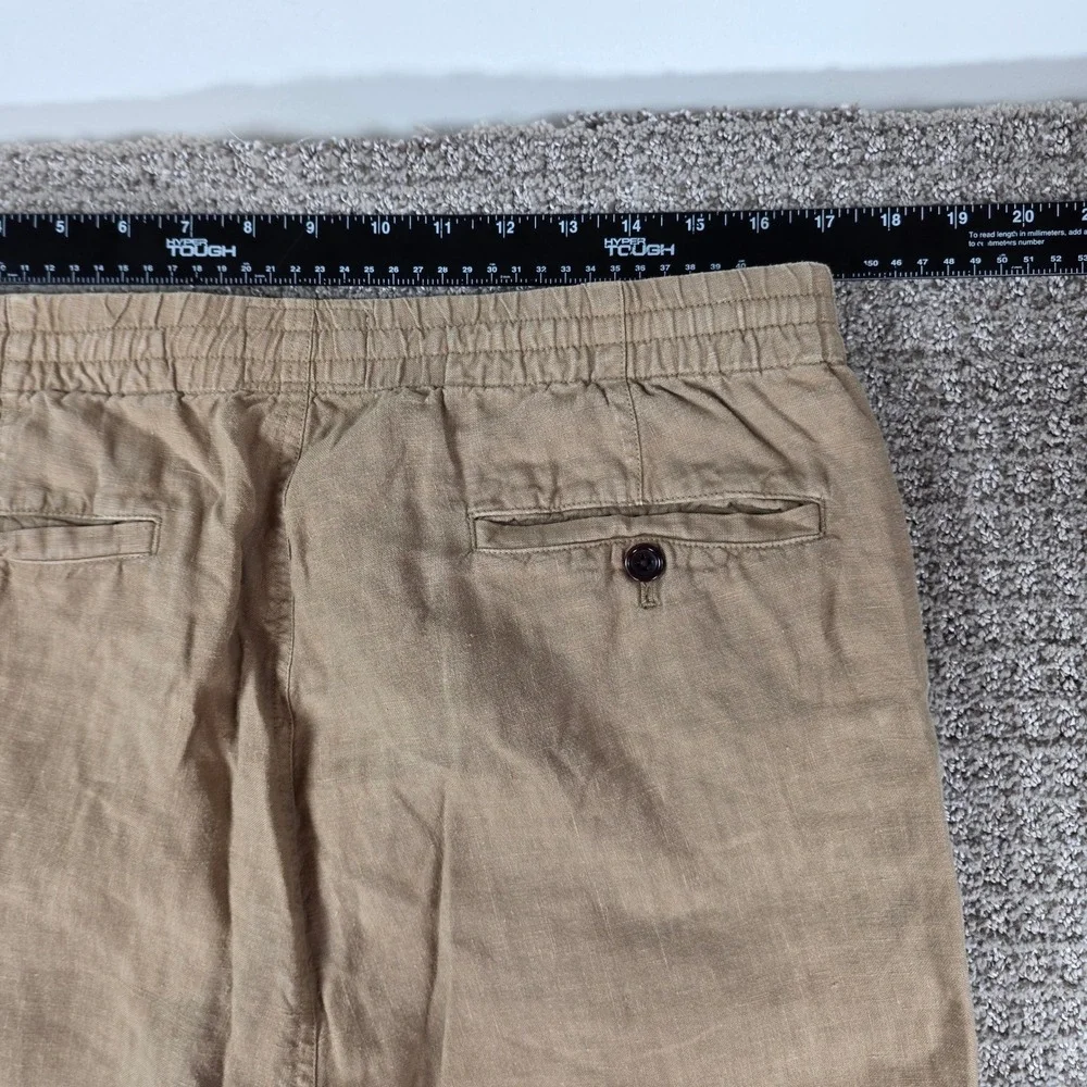 Todd Snyder Beach Pants Mens Medium 100% Linen Elastic Waist Pull On Tan Beige